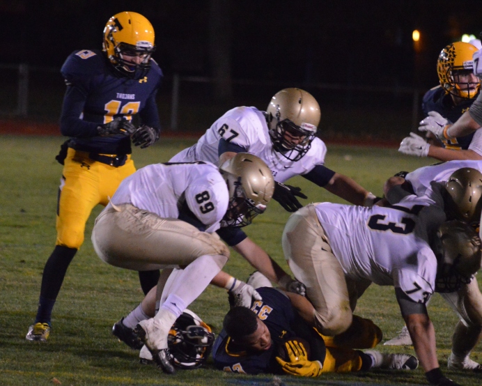 Ty makes a big stop along with his teammates against Trenton in the playoffs