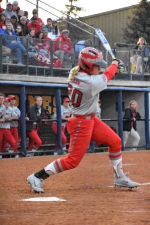 Emily Clark rips a big hit for the Buckeyes